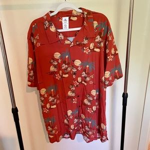 Disney Size 3XL Mickey and Minnie Red Hawaiian Button Down